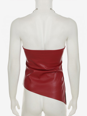 ホルターネック PUレザー クラブトップス（アシンメトリーヘム）2026