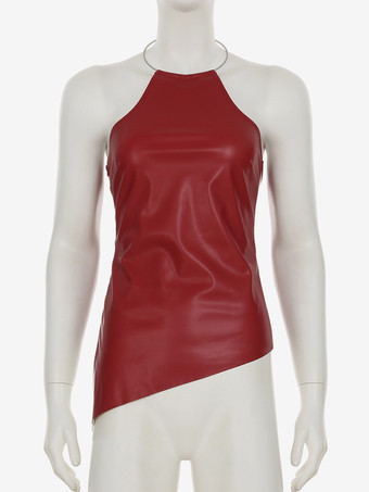 ホルターネック PUレザー クラブトップス（アシンメトリーヘム）2026