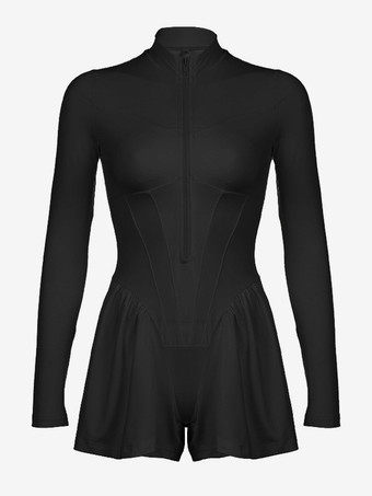 フレアヘムの長袖フロントジッパープレイスーツ 2025