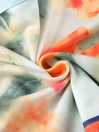 花柄ツーピースコーデセット クロップドキャミソールとカラフルなトリムアクセントのミディスカート 2025