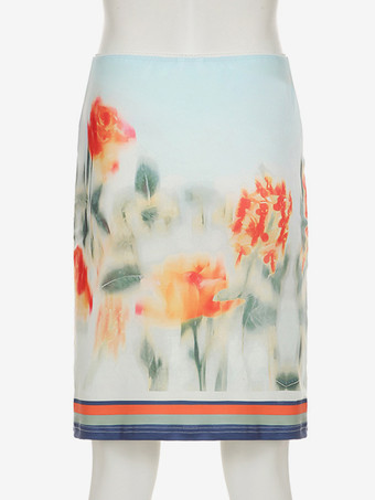 花柄ツーピースコーデセット クロップドキャミソールとカラフルなトリムアクセントのミディスカート 2025