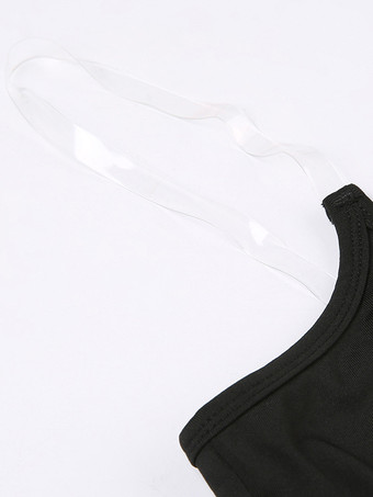 透明ストラップモノキニセクシーな黒ワンピースビーチウェア2025