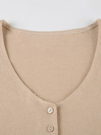 半袖Vネックニットミニドレス（ボタンダウンフロント）2025