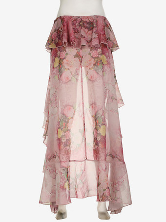 花柄ハイローイレギュラーヘムレイヤードロングスカート 2025