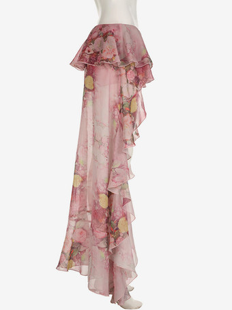 花柄ハイローイレギュラーヘムレイヤードロングスカート 2025