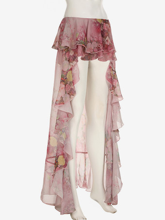 花柄ハイローイレギュラーヘムレイヤードロングスカート 2025