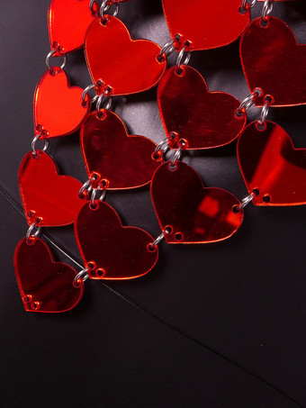 赤いハート型アクリルクラブトップス（女性用）2025年