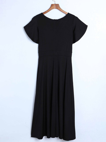 フリル袖Vネックミディドレス（レディース）2025