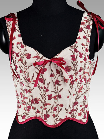 アイボリー ヴィンテージ クロージング ヴィンテージ コルセット ヴィンテージ レディース クロージング エクリュ ホワイト レースアップ コルセット 大人用 プリント レディース レトロ