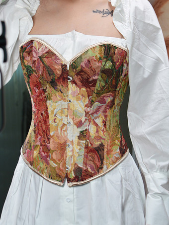 ワインレッド ヴィンテージ クロージング ヴィンテージ コルセット ヴィンテージ レディース クロージング ブラウン レースアップ コルセット 大人用 プリント レトロ