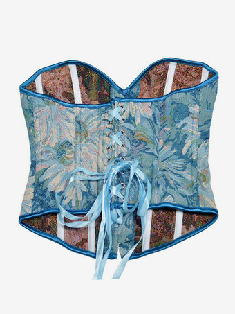 ヴィンテージ クロージング ヴィンテージ コルセット ヴィンテージ レディース クロージング ブラウン レースアップ コルセット 大人用 プリント レトロ