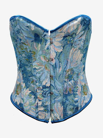ライトスカイブルーヴィンテージ クロージング ヴィンテージ コルセット ヴィンテージ レディース クロージング ブラウン レースアップ コルセット 大人用 プリント レトロ