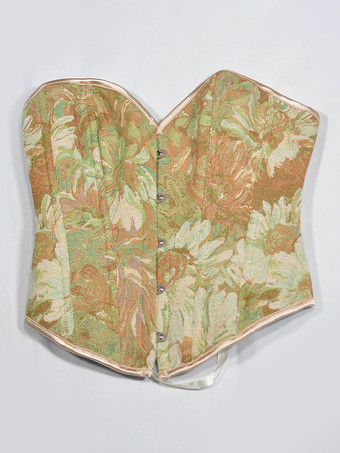 ヴィンテージ クロージング ヴィンテージ コルセット ヴィンテージ レディース クロージング ブラウン レースアップ コルセット 大人用 プリント レトロ