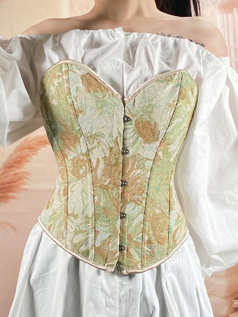 ライトグリーン ヴィンテージ クロージング ヴィンテージ コルセット ヴィンテージ レディース クロージング ブラウン レースアップ コルセット 大人用 プリント レトロ