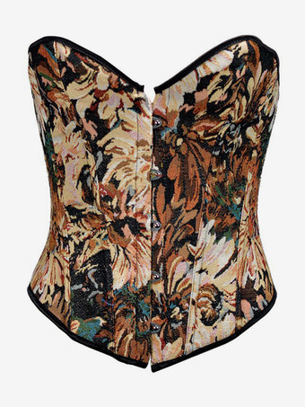 ブラウンヴィンテージ クロージング ヴィンテージ コルセット ヴィンテージ レディース クロージング ブラウン レースアップ コルセット 大人用 プリント レトロ