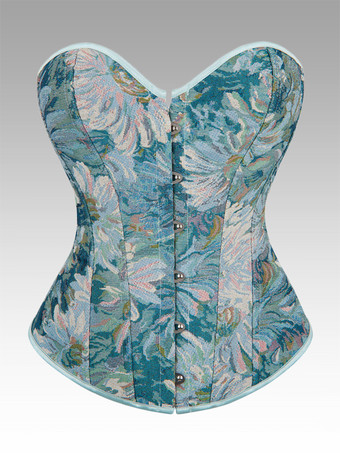 ライトスカイブルーヴィンテージ クロージング ヴィンテージ コルセット ヴィンテージ レディース クロージング ライトスカイブルー レースアップ コルセット 大人用 花柄 レトロ