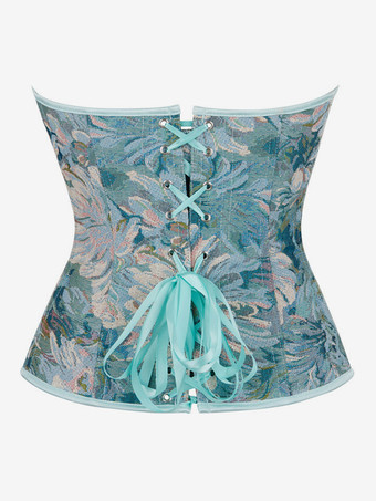 ヴィンテージ クロージング ヴィンテージ コルセット ヴィンテージ レディース クロージング ライトスカイブルー レースアップ コルセット 大人用 花柄 レトロ