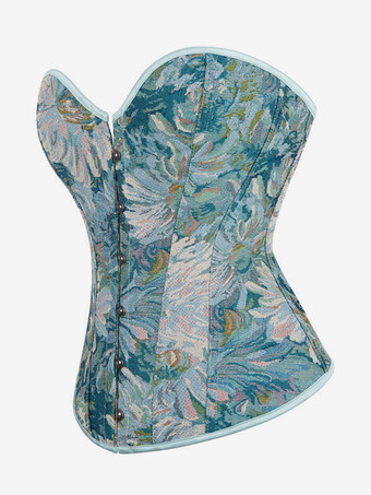 ヴィンテージ クロージング ヴィンテージ コルセット ヴィンテージ レディース クロージング ライトスカイブルー レースアップ コルセット 大人用 花柄 レトロ