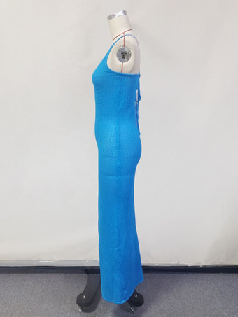 フロントハイスリット入りクロシェVネックマキシドレス 2025