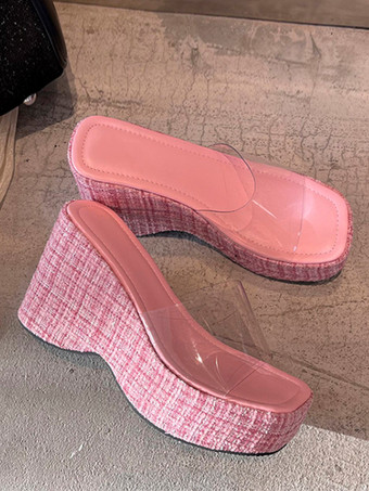 レディース ウェッジサンダル 透明オープントゥサンダル ウェッジ