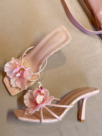 女性用ハイヒールサンダルスリッパ 花柄ビーチサンダル