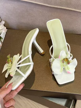 Sandali Sabot Ciabatte Tacco Alto 12 cm Eleganti Bianco Pelle