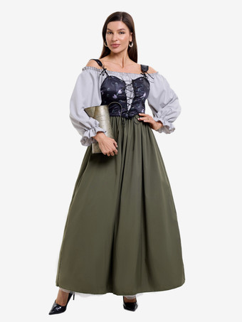 ヴィンテージ 2ピース パープルベスト＆ワンショルダードレス ドイツ オクトーバーフェスト コスプレ衣装