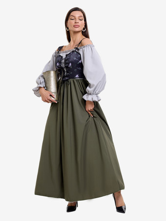 ヴィンテージ 2ピース パープルベスト＆ワンショルダードレス ドイツ オクトーバーフェスト コスプレ衣装