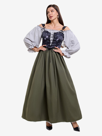 ヴィンテージ 2ピース パープルベスト＆ワンショルダードレス ドイツ オクトーバーフェスト コスプレ衣装