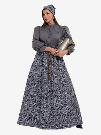 イスラム教徒の女性のための植民地時代の衣装、ブラウスと花柄スカートの2点セット、農場のレトロなコスプレ衣装