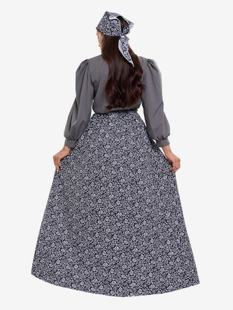 イスラム教徒の女性のための植民地時代の衣装、ブラウスと花柄スカートの2点セット、農場のレトロなコスプレ衣装