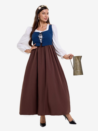 中世のレトロな農民服、植民地時代の村メイド服コスプレ衣装