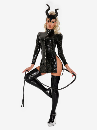 レディース セクシー PUレザー ボディスーツ ボタンアップ キャットスーツ 長袖 ボディコン ウェットルック クラブウェア ドレス