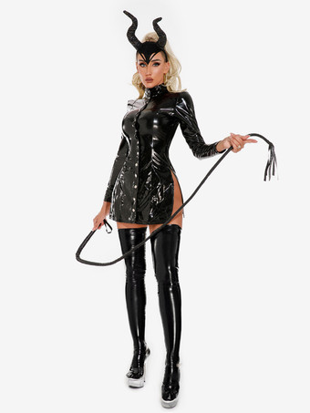 レディース セクシー PUレザー ボディスーツ ボタンアップ キャットスーツ 長袖 ボディコン ウェットルック クラブウェア ドレス