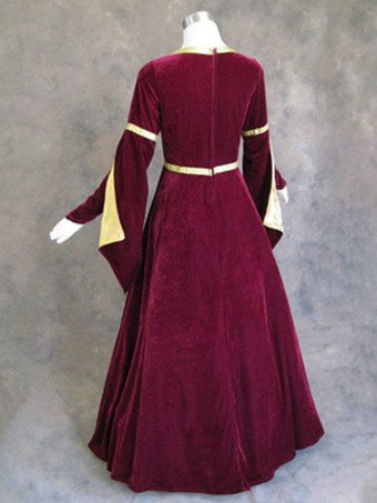 女性用ヴィンテージベルベットドレス、中世ルネッサンス風コスチューム、ビクトリア朝風アイルランドロングドレス