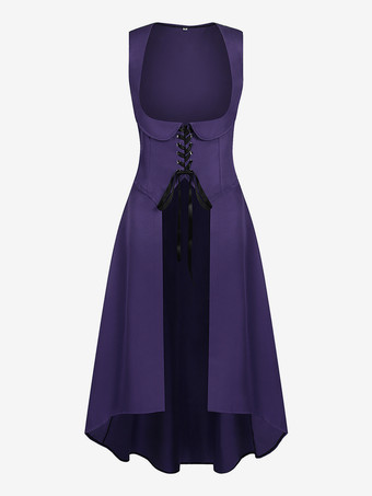 パープル 女性用ルネッサンスドレス アンダーバスト ハイロードレス 海賊コスプレ衣装 バーガンディ