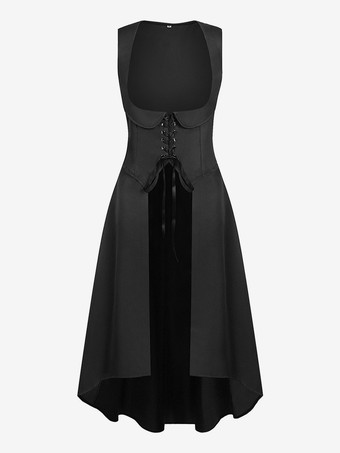 ブラック 女性用ルネッサンスドレス アンダーバスト ハイロードレス 海賊コスプレ衣装 バーガンディ