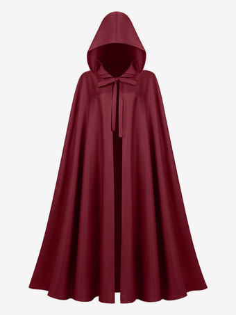 ワインレッド ユニセックスマントハロウィンパーティーコスプレコスチュームケープ付き