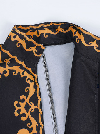 男性用レトロロングトップス 中世ルネッサンス風 長袖プリント コスプレ衣装