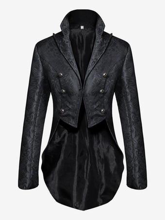 ブラック メンズ ルネッサンス スチームパンク テールコート ハロウィン 海賊コスチューム ゴシック 中世ジャケット ヴィンテージ フロックコート