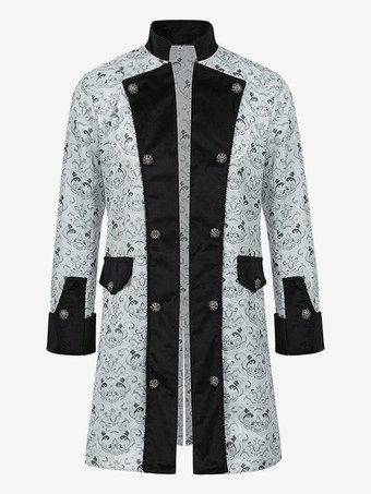 ホワイト メンズ ヴィンテージジャケット ルネッサンス タキシード フロックコート ハロウィンコスチューム