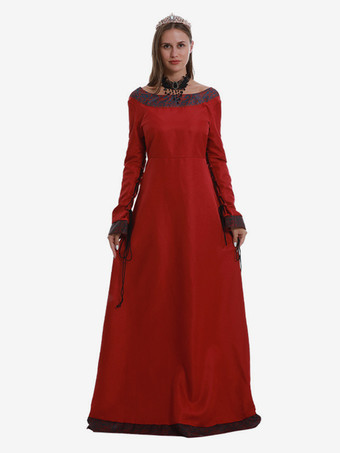 レッド 中世ルネッサンスプリンセスロングドレスレディース バーガンディ