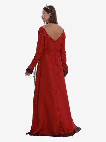 中世ルネッサンスプリンセスロングドレスレディース バーガンディ