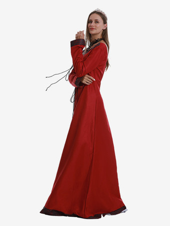 中世ルネッサンスプリンセスロングドレスレディース バーガンディ