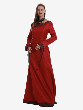 中世ルネッサンスプリンセスロングドレスレディース バーガンディ