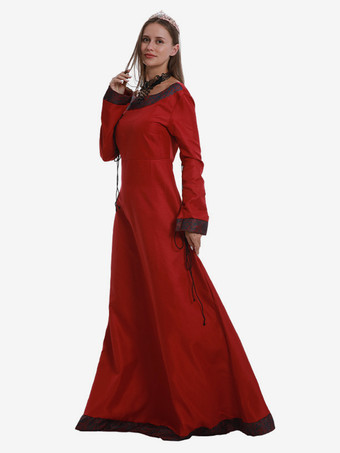 中世ルネッサンスプリンセスロングドレスレディース バーガンディ