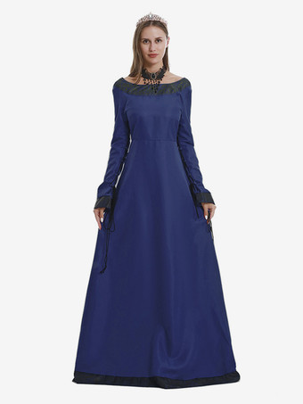 ブルー 中世ルネッサンスプリンセスロングドレスレディース バーガンディ