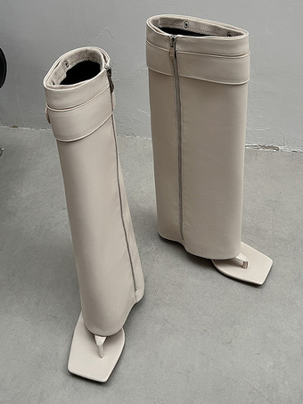 ブラック フリップフロップブーツ レディース バックルディテール ハイヒール サンダルブーツ