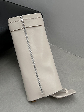 ブラック フリップフロップブーツ レディース バックルディテール ハイヒール サンダルブーツ