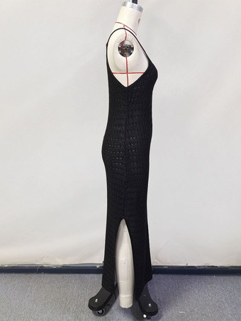 サイドスリット入りクロシェニットマキシスリップドレスカバーアップ 2025